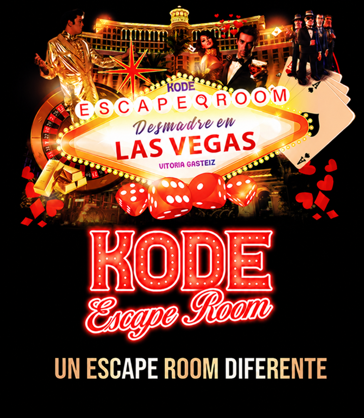 Cartel de Desmadre en Las Vegas, escape room de Kode en Vitoria-Gasteiz
